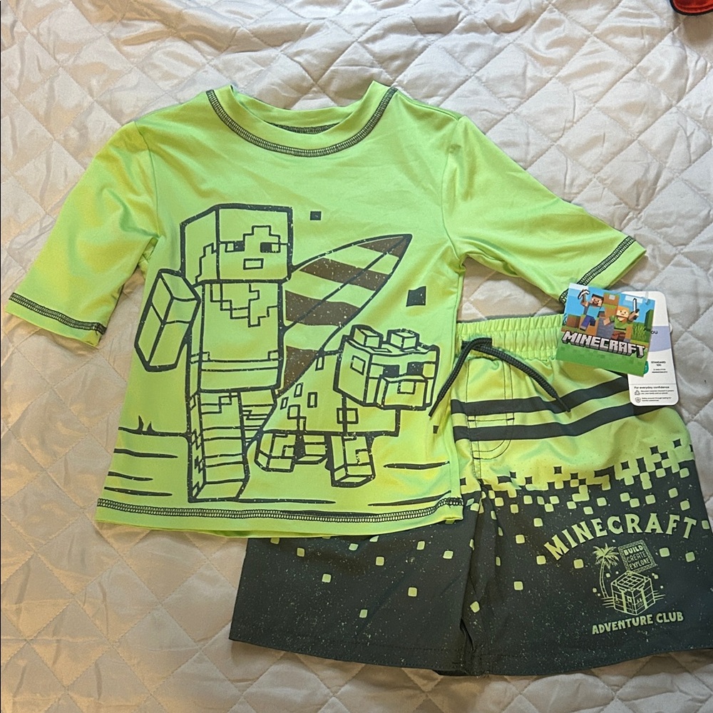 NWT Boys Size 4/5 Minecraft Swim Set